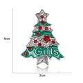Detail of Christmas tree brooch with green enamel, rhinestones and Gifts engraving, 4x3cm - Gifts Christmas Tree