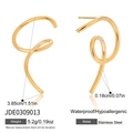 Dettaglio di orecchini a spirale in acciaio placcato oro 18K con misure e peso - Stile Linea Irregolare Oro (JDE0309013)