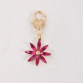 Zinc alloy flower keychain in rose red crystal with golden heart lobster clasp - Octagonal Rose-Rose Red Crystal Flower