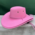 Pink faux suede western cowboy hat with woven band and adjustable chin strap - One Size 58cm Circumference / Pink
