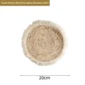 Wanddeko aus Raffiabast im nordischen Stil mit cremeweißen Fransen, 20cm Durchmesser - Fransenstil 20cm