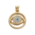 Gold plated evil eye heart pendant with sparkling blue and clear crystals - DBN155-06 Crown Evil Eye