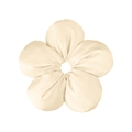 Macro detail of a beige satin flower scrunchie showing fabric texture and pleats - 15cm Satin Style / Satin Beige