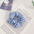 Blauw-wit geruite kant haarelastiekje van zachte stof op een open boek achtergrond - 5# Lichtblauw Geruit
