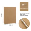 Retro M5 kraft paper binder cover with 5-hole metal ring mechanism, 130x105mm size - M5 Kraft Paper Shell (5-Hole)