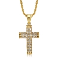 Collana con ciondolo a croce hip hop in acciaio placcato oro con zirconi brillanti - Solo ciondolo dorato