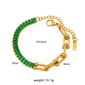 Bracciale a maglie a U dorate con zirconi verdi, misura 16+5cm, larghezza 6mm e 8mm - Bracciale con maglie a U in giunzione / Bracciale Oro con Zircone Verde