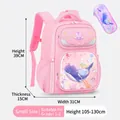 Pink dream schoolbag for girls, size small 39x31cm, ideal for grades 1-2 and 105-130cm height - Small Pink Whale + Pencil Case