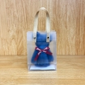 Dark blue coral fleece bear towel in translucent gift bag with a Just for you ribbon - Bear Nordic Blue + Pvc Handbag / 30*30cm