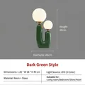 Modern dual-head table lamp with dark green resin base and white glass globes - Dark Green