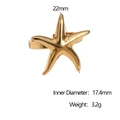 Anillo ajustable de estrella de mar en acero inoxidable chapado en oro 18k con medidas - Dorado