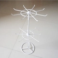 Présentoir rotatif à deux niveaux en métal blanc avec crochets pour bijoux et clés - Étagère rotative à 2 niveaux-Blanc