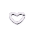 Pendentif cœur argenté poli en acier inoxydable avec design creux et découpe lisse - Pendentif Coeur à Trou Unique (KLJ142-Z) / Argenté