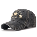 Casquette baseball en coton délavé gris foncé avec broderie vintage 41 Dallas - Réglable / Noir