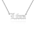 Silver stainless steel Libra zodiac necklace with gothic font pendant for women - Libra / Steel