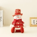 Weihnachts-Schneemann-Plüschfigur im rot-weißen Strickpullover mit goldfarbenem Hut - 38cm / Regulärer sitzender Schneemann