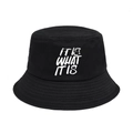 Cappello a secchiello unisex in cotone nero con stampa bianca 'IT IS WHAT IT IS' casual - M(56-58cm) / Nero