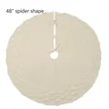 Jupe de sapin de Noël en tricot blanc crème de 48 pouces avec motif araignée et nœuds - Ivoire