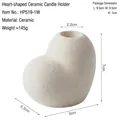 Minimalist white matte heart-shaped ceramic candle holder with dimensions 8x7cm - Matte Cream White - Small Heart