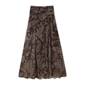 Vintage-Maxirock mit hoher Taille, braunem Paisleymuster und elegantem A-Linien-Schnitt - S / Braun Bedruckt