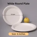 Eco-friendly white 6-inch round sugarcane pulp plates with a 15.5cm diameter - 6 Inch Deep Plate Thickened / White