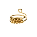 Minimalist double-layered 18k gold anxiety ring with movable spiral beads and hook closure - Gold 3