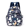 Mini mochila de nailon azul marino con estampado de hojas y múltiples bolsillos - Hoja de Arce Amarilla