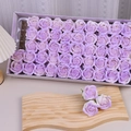 Purple gradient artificial soap rose flower heads in a gift box with 50 pieces - 3 Layers (50 Pcs/Box) / Lavender