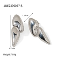 Pendientes de gota en acero inoxidable plateado pulido con detalles de talla y peso - Pendientes de botón largos aerodinámicos plateados (JDE2309077-S) / Plateado