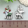 Enamel reindeer charm pendant in red and green colors for DIY jewelry making - 1Pc White Sika Deer