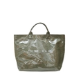 Army green tote bag with transparent waterproof layer and paper-like texture design - Green