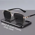 Gafas de sol aviador clásicas con montura negra y dorada y lentes grises hombre - Gafas de sol individuales / Montura Tech Oro Negro (No fotocromática)