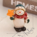 Resin snowman ornament with green hat and red scarf, 6.5cm height Christmas decor - Snowman with Star