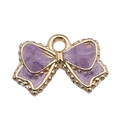 DIY purple resin bowknot pendant with golden metal trim for jewelry making - Purple Bow