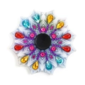 Diamond painting fidget spinner featuring colorful peacock feather patterns and rhinestones - Style TL13