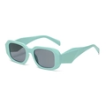 Modern mint green rectangle sunglasses with thick geometric frames and dark lenses - Green Frame Grey Lens
