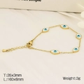 Golden titanium steel bracelet featuring blue evil eye charms with lobster clasp - Evil Eye Style (KB182716-HM)