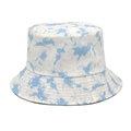 Close-up of blue and white tie-dye bucket hat showing neat stitching and cotton texture - M (56-58cm) / Sky Blue