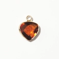 Amber heart-shaped birthstone pendant with golden metal setting for DIY jewelry - Gold-July