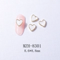 Detail van 8,6x8,8mm hart nageldecoratie met gouden randen en parelmoer textuur - 8301 Gouden Rand Witte Schelp (8,6*8,8mm)