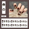 Pink heart ballerina press-on nails with 24 pieces in a gradient almond shape - S005 Color Block Smudge