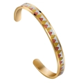 Golden open bangle with vibrant red and yellow enamel leaf patterns for women - Maple Leaf