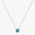 Catena minimalista in argento s925 con ciondolo tondo in gemma blu color Paraiba - Argento