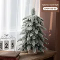 Mini árbol de Navidad PE verde de 55cm con efecto nieve y base de madera natural - Estilo de Nieve Flocada de 55 CM / 1.31KG