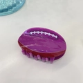 Unique American football hair claw clip in purple and red finish for sport enthusiasts - Purple Patchwork Football (6.8cm)
