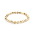 Detail of 18K gold and white beads elastic bracelet with minimalist beaded design - Gold+White