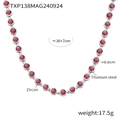 Titanium steel necklace featuring red round cubic zircon stones with 36cm plus 7cm chain - Steel Necklace Red Zirconia