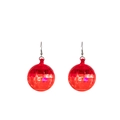 Luminous red disco ball drop earrings with integrated LED light for party outfits - Red Disco Ball Earrings