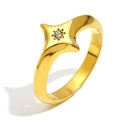 Anello in acciaio inossidabile placcato oro 18K con stella e zircone scintillante - US 6 / Oro