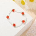 Bohemian daisy bead choker necklace featuring red flower accents and transparent beads - Transparent Red Flower Bracelet